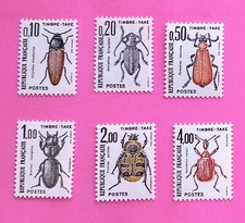 FRANCE - 1982 - TIMBRES TAXE - N°103/108 - INSECTES - COLEOPTERES (I) - COTE 4€.