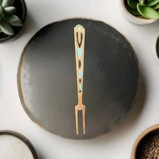 Fourchette à Fruits de Mer ou Cocktail -  Émaillée -  Argent Vermeil Russe 875