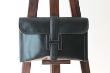 Hermès pochette Jige en cuir noir