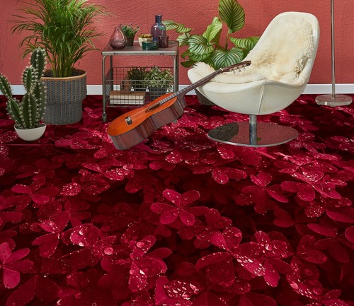 Fleur rouge 1814 sol - fleur, 3d