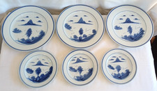 Assiettes Plates Porcelaine chinoise décor paysage bleu