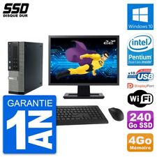 PC Dell OptiPlex 990 SFF Ecran 22" Intel G840 RAM 4Go SSD 240Go Windows 10 Wifi