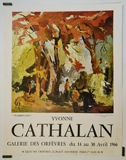 Yvonne Cathalan Flamboyants 1966 Affiche Originale Exposition Impressionnisme
