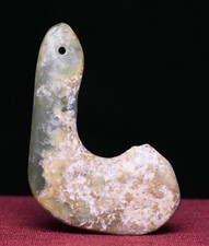 7CM Chinese Hongshan Culture Hetian Jade Carve Weapon YuBi Yu Bi Amulet Pendant