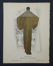 LEPAPE 1920 Gazette Bon Ton Mode Paul POIRET Manteau soirée pochoir Art Déco or.