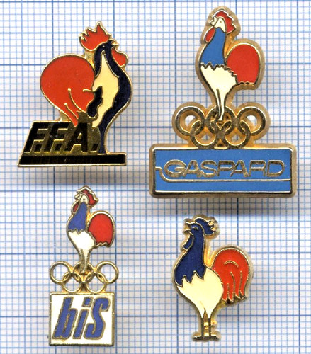 Lot pin coq bleu - lot, blanc