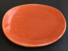 Superbe COUPE PLAT CERAMIQUE Suzanne Ramié signé cachet MADOURA PLEIN FEU orange