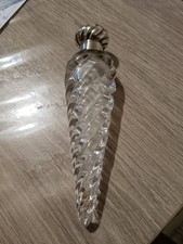 ancien flacon de parfum verre torsadé cornue bouchon argent