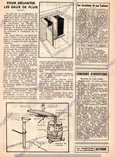 EAUX DE PLUIE CONTAINER DECANTEUR / SCHEMA PLAN DECOUPE 1949 DIY RAIN CONTAINER
