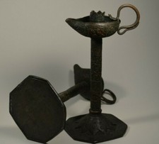 Pair of Middle Eastern Copper Oil Lamp