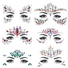 6 ensembles Gemmes de visage Paillettes de Pierres Précieuses Visage Bijoux M...