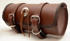  Sacoche trousse à outil de fourche en CUIR Rond Marron - moto custom harley vn