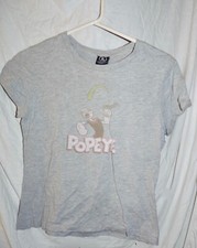Jerry Leigh Entertainment Popeye Cotton/Poly Grey Cap Sleeve T-Shirt SZ L