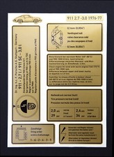 Autocollants ou Sticker - Porsche 911 - Type G - 911 2,7 - 911 SC 3,0 - 1976-197