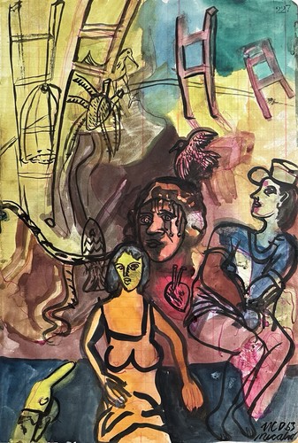Tableau peinture gouache art - tableau,