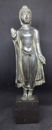 Ancient bronze standing buddha - ancient,