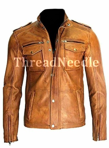 Veste moto cuir vieilli - veste,