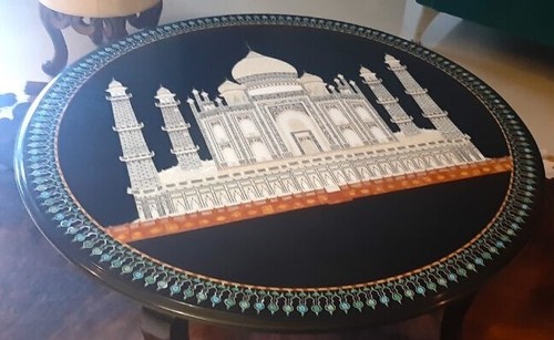 Black marble inlay - marble, coffee
