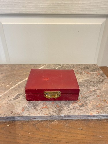 Ancien boite bijoux cuir rouge - bijoux,