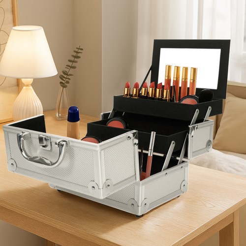 Aluminum makeup train case - makeup,