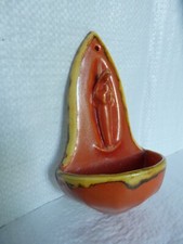 ANCIEN RARE BENITIER CERAMIQUE ORANGE ART DECO DESIGN CAPRON JOLAIN VALLAURIS