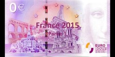 Billet Souvenir 0 Euro/0 Euro Schein - France 2015 - Partie 1