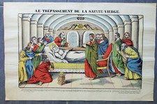 MORT DE LA SAINTE VIERGE MARIE Imagerie Pellerin Grande Litho Gravure ancienne