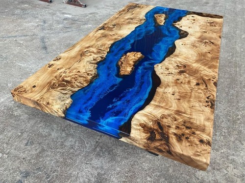 Table époxy bleue pour - , manger