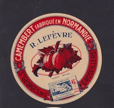 Ancienne  étiquette Fromage France BN200121 Camembert Normandie Lefèvre Fruit