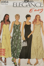 6964 PATRON SIMPLICTY "ELEGANCE" 4 CREATIONS ROBE DOS NU A BRETELLES  36 AU 46