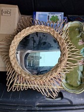 ANCIEN MIROIR SOLEIL EN ROTIN