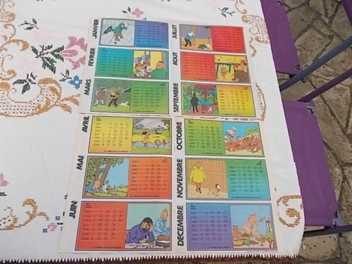 Tintin calendrier 1982 complet - calendrier,