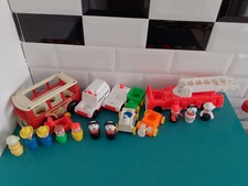 Jouet Fisher price vintage little people gros lot figurine pompiers véhicule bus