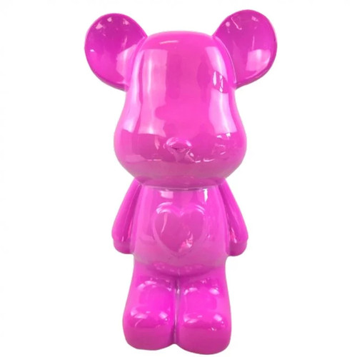 Statue ours céramique rose