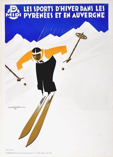 Affiche poster ski - poster, pyrénées