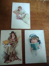 Lot Carte Postale Ancienne Illustrateur Femme Mode Chapeau 