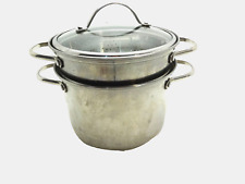 Martha Stewart Inoxydable 8Qt Cocotte W/ Pâtes Étuveuse/Passoire/Verre Lid