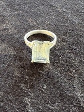 Bague en argent 925 avec pierre taille émeraude transparente/bijou femme