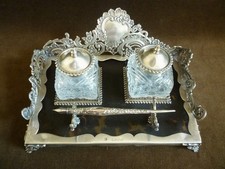 Rare ENCRIER VICTORIEN, Argent massif Anglais, 1893 William Gibson, Londres