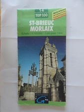 carte  IGN verte  14 Top 100  1 / 100 000 st brieuc morlaix edition 1     1998 *