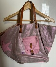 Sac a main Pomponette  en tissue et cuire 