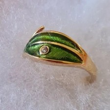 Bague Couleur Or Vert Cristaux beau cadeau pour Noël 