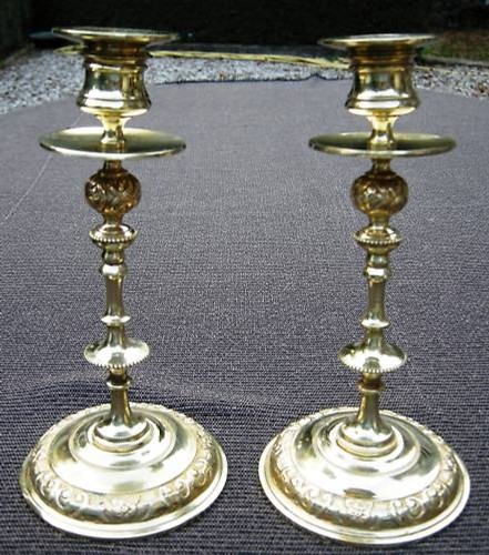 Paire bougeoirs laiton - paire,