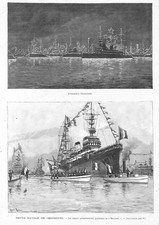 CHERBOURG " REVUE NAVALE / LE BOUVET / CANOT PRESIDENTIEL " ILLUSTRATIONS 1900
