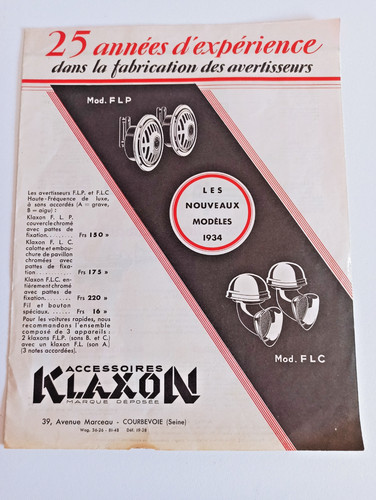 Rare catalogue tarif klaxon - tarif,