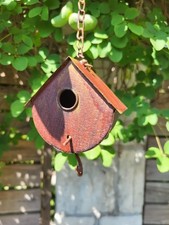 Maison à oiseaux décorative à suspendre, semi-circulaire, rustique, petite
