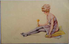 CPA EROTIQUE ILLUSTRATEUR MAURICE MILLIERE DEMOISELLE EN NUISETTE SUPERBE