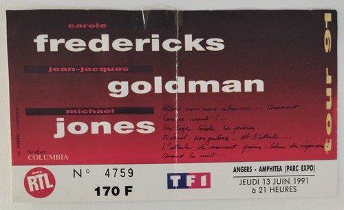 Ticket billet concert jean - billet,,