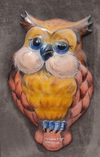 Tableau Hibou Chouette émail d'art réalisé par Bonnet maître émailleur Limoges