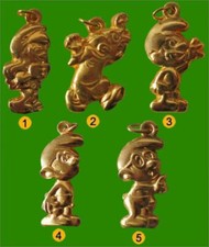 rare 1988-1990 MATFER LES SCHTROUMPFS PEYO FEVE PENDENTIF METAL 2D au choix